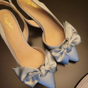 BHLDN Seychelles Misty Blue Satin size 9.5
